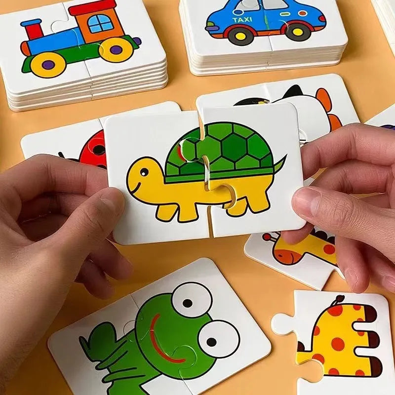 Baby Puzzle Toys for Children Animals Fruit Truck Graph Card Matching Games Montessori Toys for Kids 1 2 3 Years Old Boys Girls