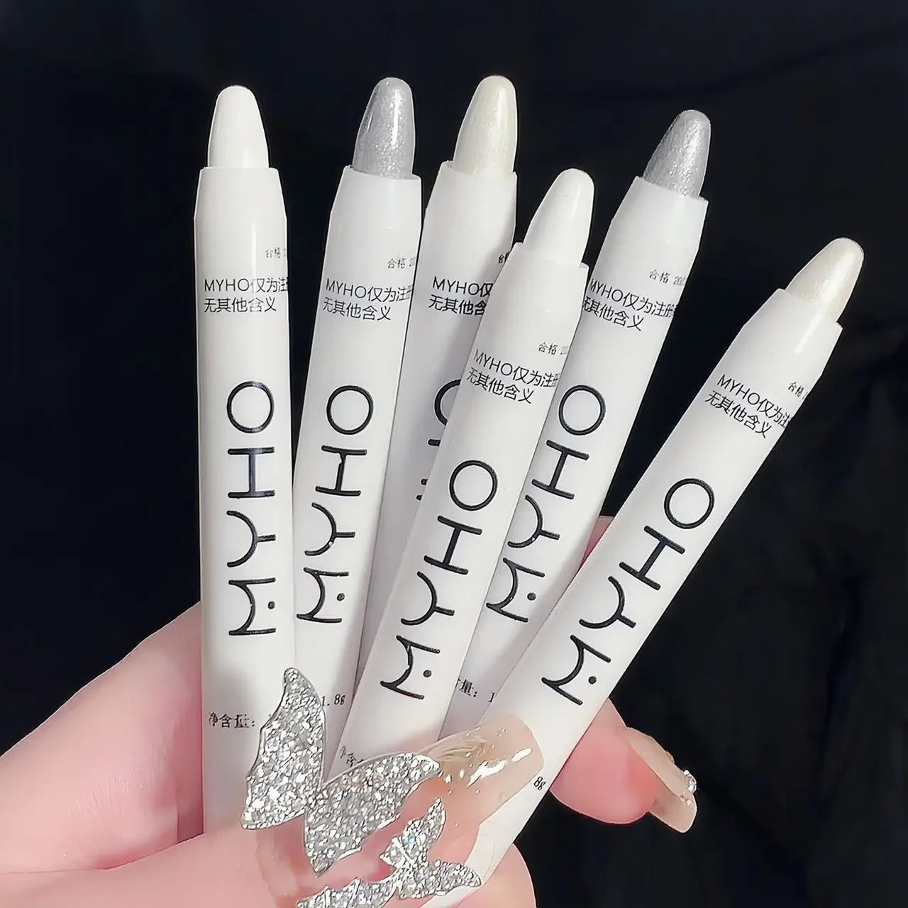 Glitter Highlighter Pen Waterproof Pearlescent Matte White Sliver Diamond Brighten Lying Silkworm Eyeshadow Stick Facial Makeup