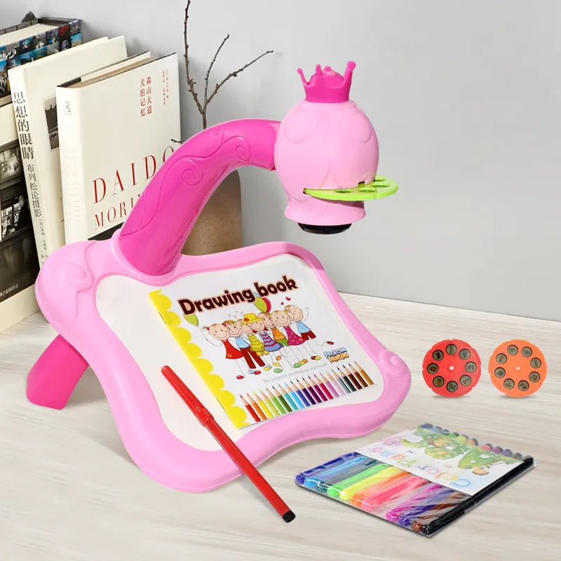 Children's Projector Drawing Table Toy with Arts and Crafts Tools for Educational Painting and Learning, Ideal for Girls