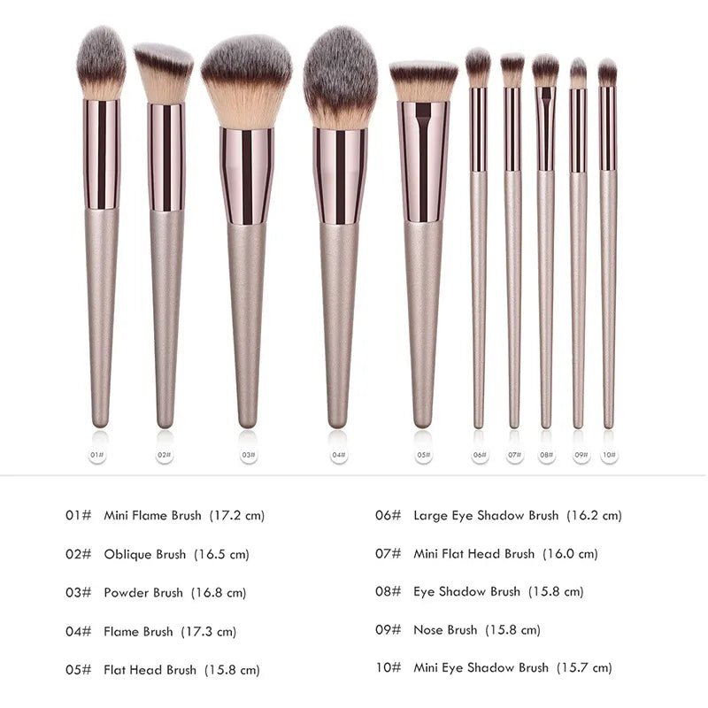 Hot Champagne Makeup Brushes Set for Women Cosmetic Foundation Powder Blush Eyeshadow Kabuki Blending Make Up Brush Beauty Tools - Etawia Products