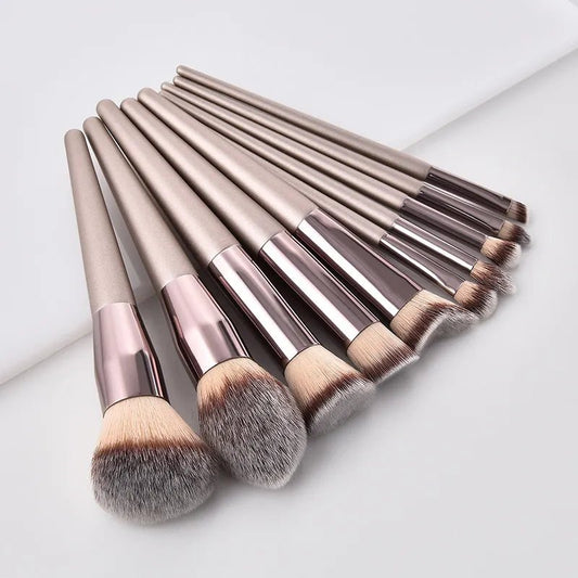 Hot Champagne Makeup Brushes Set for Women Cosmetic Foundation Powder Blush Eyeshadow Kabuki Blending Make Up Brush Beauty Tools - Etawia Products