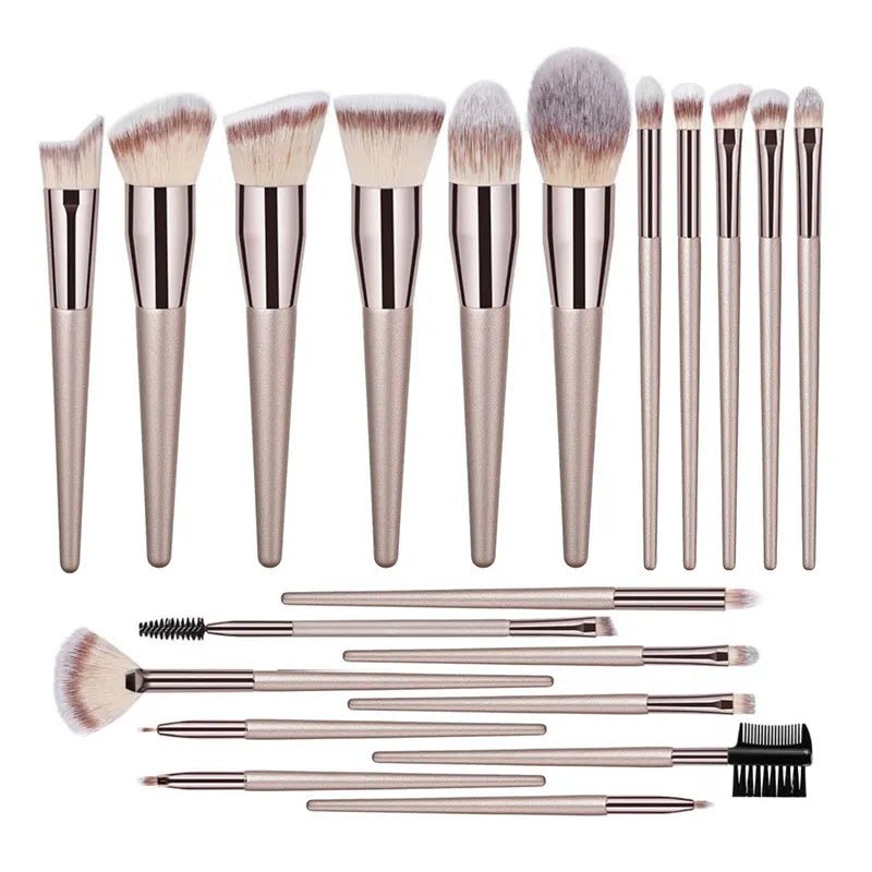 Hot Champagne Makeup Brushes Set for Women Cosmetic Foundation Powder Blush Eyeshadow Kabuki Blending Make Up Brush Beauty Tools - Etawia Products