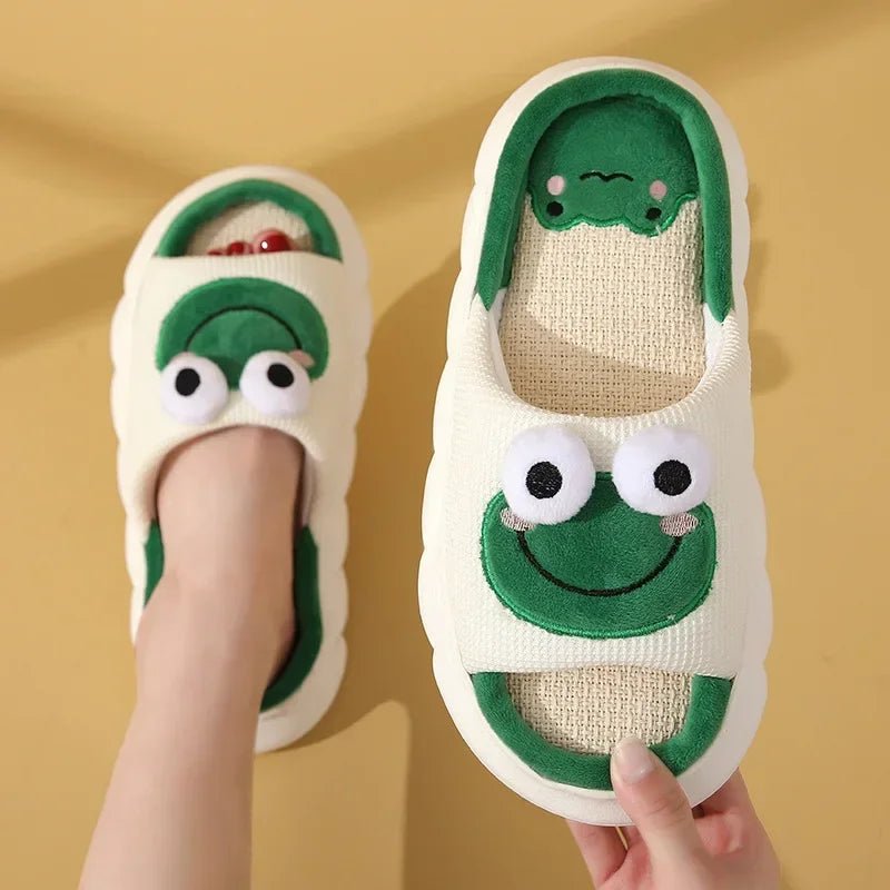 Hot Sale Women Milk Cow Linen Slippers Four Seasons Men Indoor Sandals Adults Cartoon Slides Couples Cute Breathable Home Shoes - Etawia Products