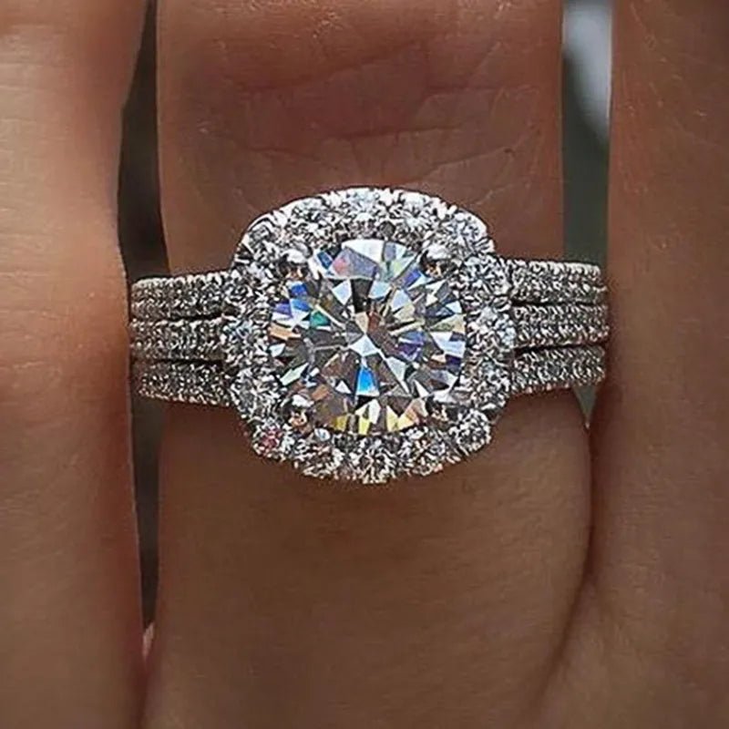 Huitan Trendy Women Rings with Brilliant Cubic Zirconia Luxury Engagement Rings Fashion Wedding Party Jewelry - Etawia Products