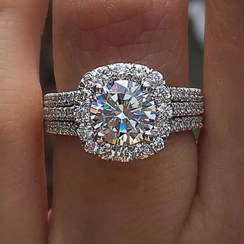 Huitan Trendy Women Rings with Brilliant Cubic Zirconia Luxury Engagement Rings Fashion Wedding Party Jewelry Drop Shipping - Etawia Products