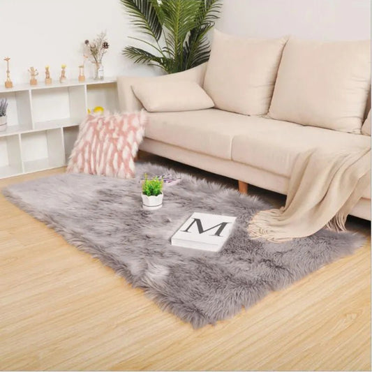 Imitation Wool Carpet Living Room Decor Soft Plush Rectangular Sofa Foot Mat Area Rugs Children's Bedside Carpet Balcony Cushion - Etawia Products