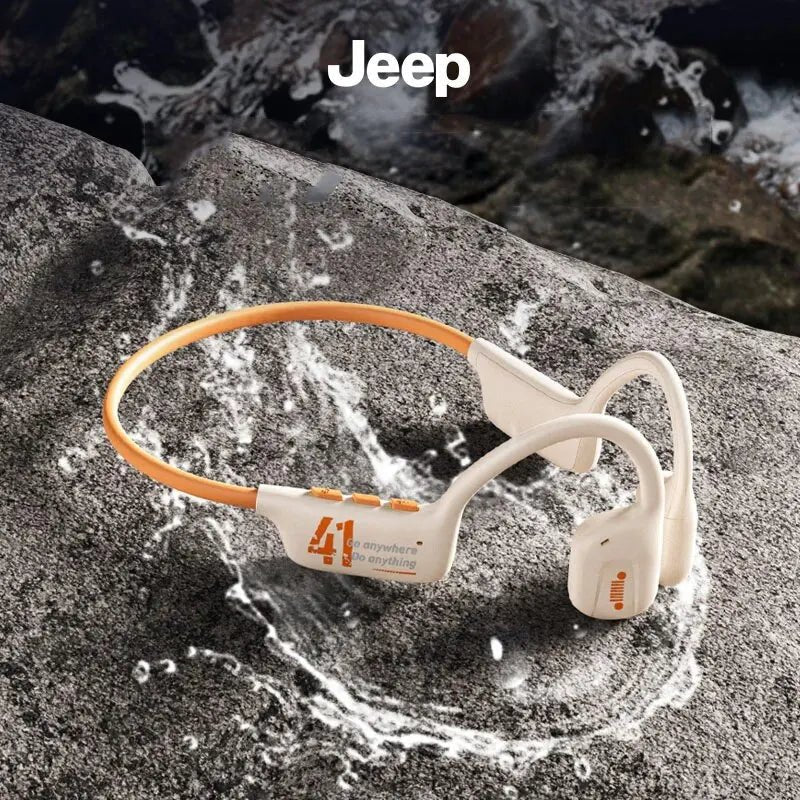 JEEP Real Bone Conduction Headphones Bluetooth Wireless Earphones Waterproof Sports Headset with Mic for Workouts Running - Etawia Products