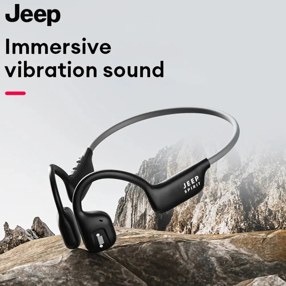 JEEP Real Bone Conduction Headphones Bluetooth Wireless Earphones Waterproof Sports Headset with Mic for Workouts Running - Etawia Products