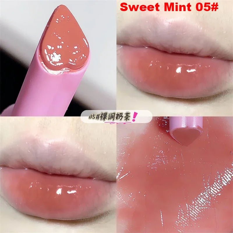 Jelly Mirror Lipstick Lip Gloss Non-stick Cup Mirror Lip Tint Heart-shaped Lipstick Moisturizing Lipgloss Long-lasting Lipstick - Etawia Products