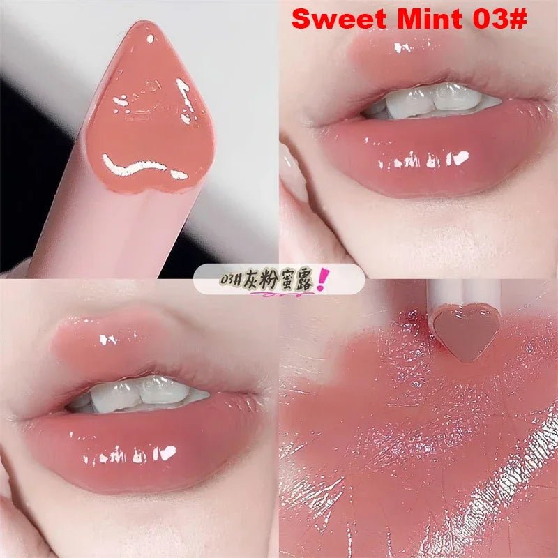 Jelly Mirror Lipstick Lip Gloss Non-stick Cup Mirror Lip Tint Heart-shaped Lipstick Moisturizing Lipgloss Long-lasting Lipstick - Etawia Products