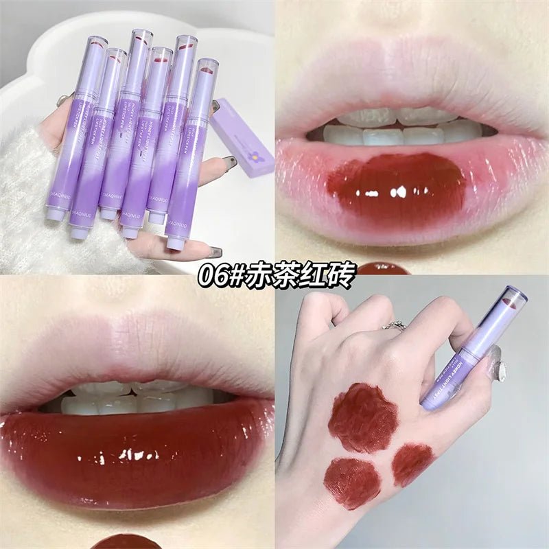 Jelly Mirror Lipstick Lip Gloss Non-stick Cup Mirror Lip Tint Heart-shaped Lipstick Moisturizing Lipgloss Long-lasting Lipstick - Etawia Products