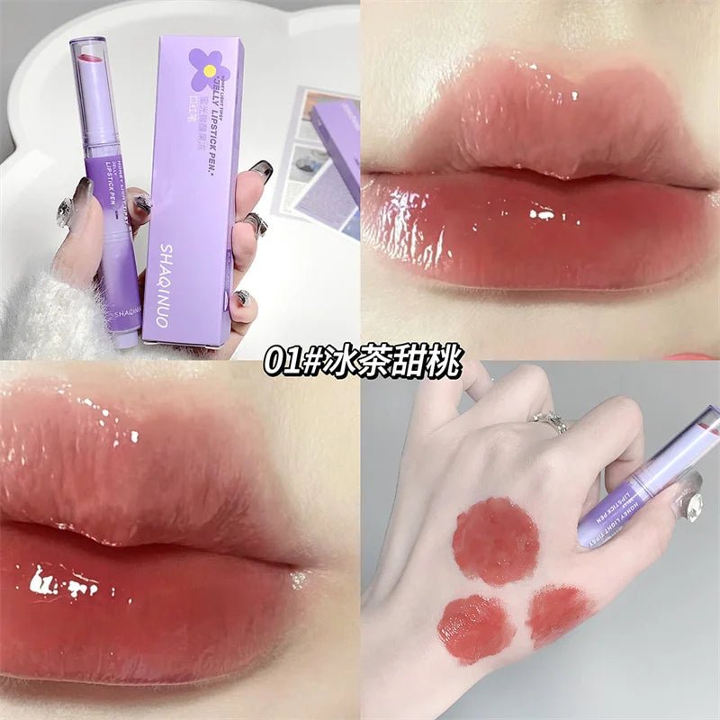 Jelly Mirror Lipstick Lip Gloss Non-stick Cup Mirror Lip Tint Heart-shaped Lipstick Moisturizing Lipgloss Long-lasting Lipstick - Etawia Products