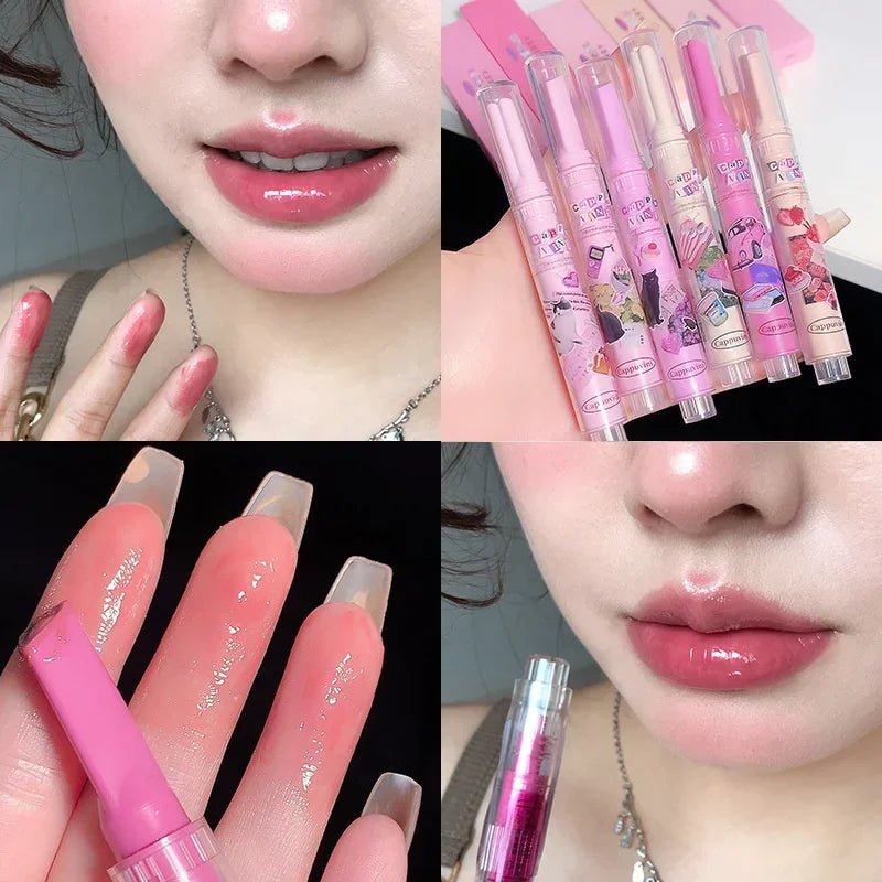 Jelly Mirror Lipstick Lip Gloss Non-stick Cup Mirror Lip Tint Heart-shaped Lipstick Moisturizing Lipgloss Long-lasting Lipstick - Etawia Products