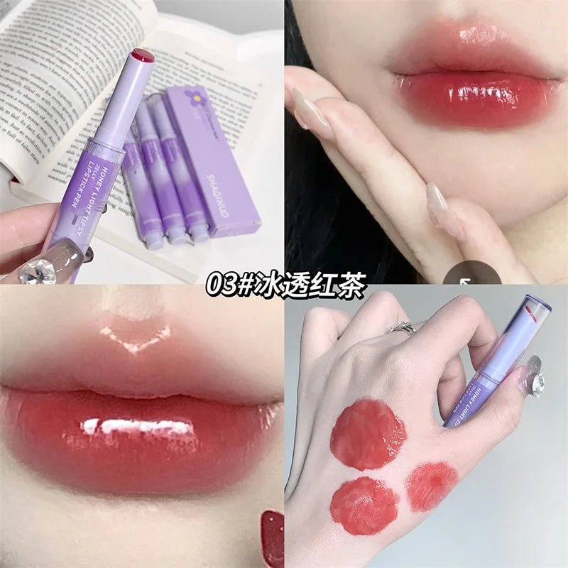 Jelly Mirror Lipstick Lip Gloss Non-stick Cup Mirror Lip Tint Heart-shaped Lipstick Moisturizing Lipgloss Long-lasting Lipstick - Etawia Products