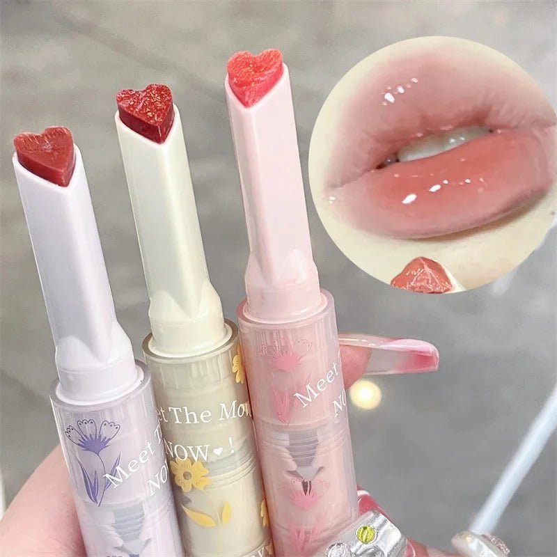 Jelly Mirror Lipstick Lip Gloss Non-stick Cup Mirror Lip Tint Heart-shaped Lipstick Moisturizing Lipgloss Long-lasting Lipstick - Etawia Products