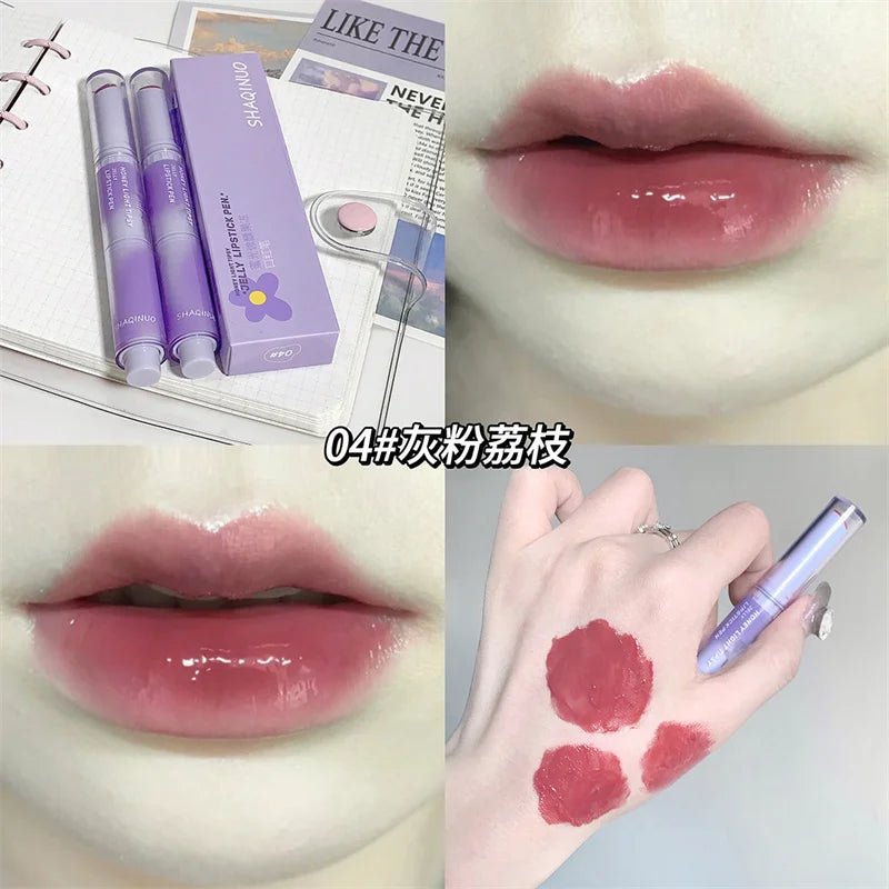 Jelly Mirror Lipstick Lip Gloss Non-stick Cup Mirror Lip Tint Heart-shaped Lipstick Moisturizing Lipgloss Long-lasting Lipstick - Etawia Products