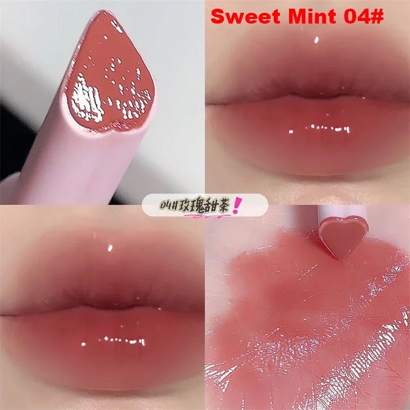 Jelly Mirror Lipstick Lip Gloss Non-stick Cup Mirror Lip Tint Heart-shaped Lipstick Moisturizing Lipgloss Long-lasting Lipstick - Etawia Products