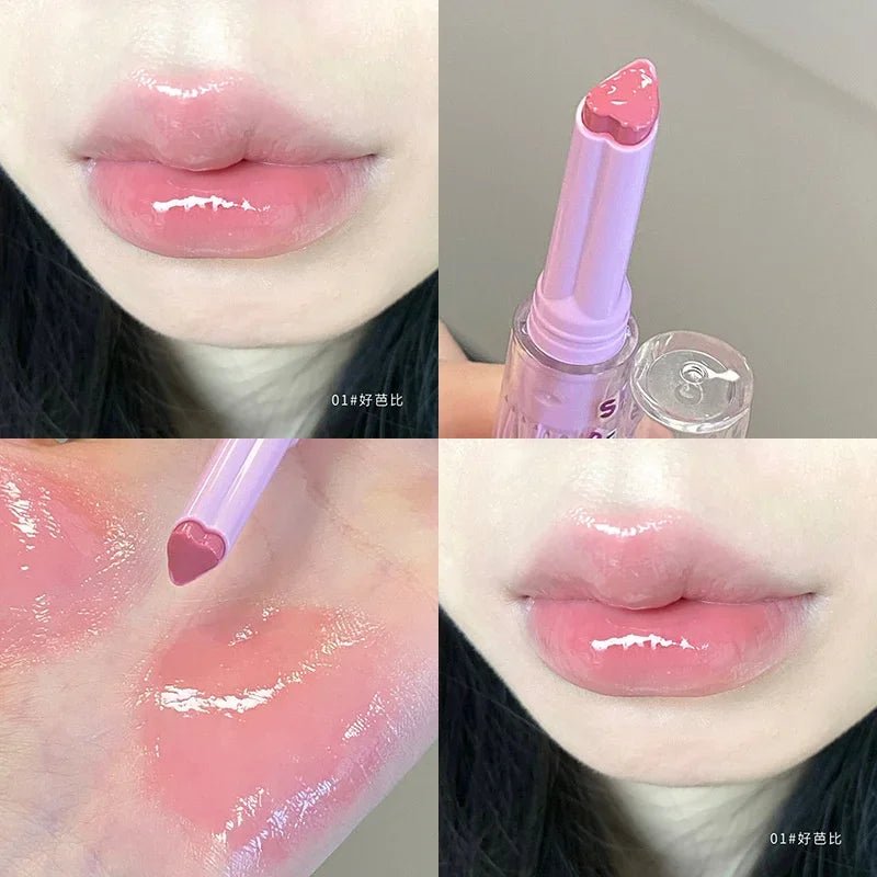 Jelly Mirror Lipstick Lip Gloss Non-stick Cup Mirror Lip Tint Heart-shaped Lipstick Moisturizing Lipgloss Long-lasting Lipstick - Etawia Products