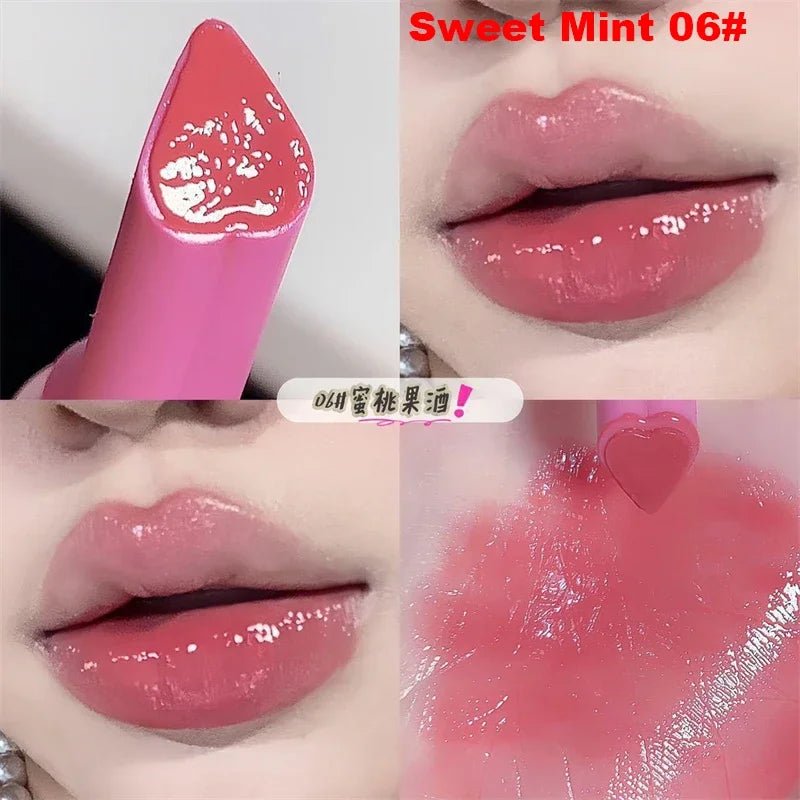 Jelly Mirror Lipstick Lip Gloss Non-stick Cup Mirror Lip Tint Heart-shaped Lipstick Moisturizing Lipgloss Long-lasting Lipstick - Etawia Products