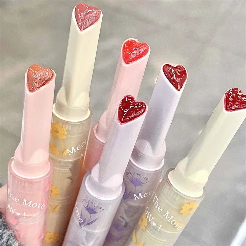 Jelly Mirror Lipstick Lip Gloss Non-stick Cup Mirror Lip Tint Heart-shaped Lipstick Moisturizing Lipgloss Long-lasting Lipstick - Etawia Products