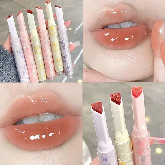 Jelly Mirror Lipstick Lip Gloss Non-stick Cup Mirror Lip Tint Heart-shaped Lipstick Moisturizing Lipgloss Long-lasting Lipstick - Etawia Products