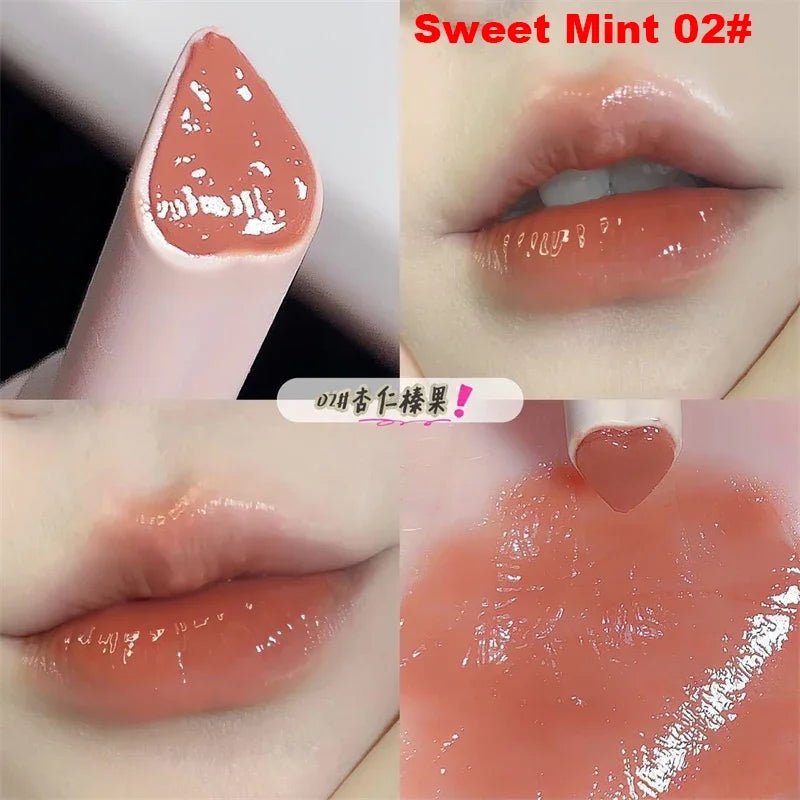 Jelly Mirror Lipstick Lip Gloss Non-stick Cup Mirror Lip Tint Heart-shaped Lipstick Moisturizing Lipgloss Long-lasting Lipstick - Etawia Products