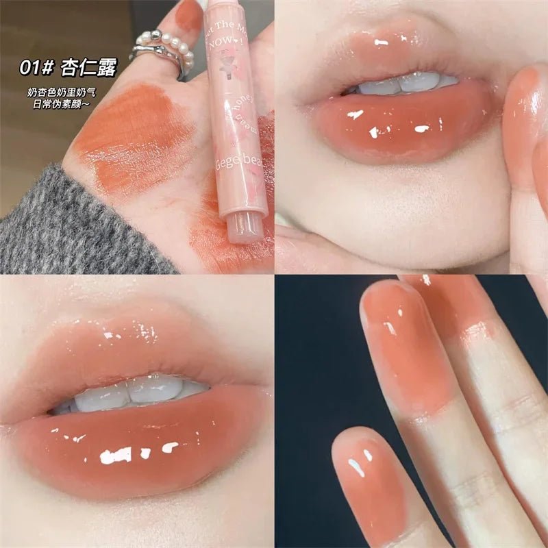 Jelly Mirror Lipstick Lip Gloss Non-stick Cup Mirror Lip Tint Heart-shaped Lipstick Moisturizing Lipgloss Long-lasting Lipstick - Etawia Products