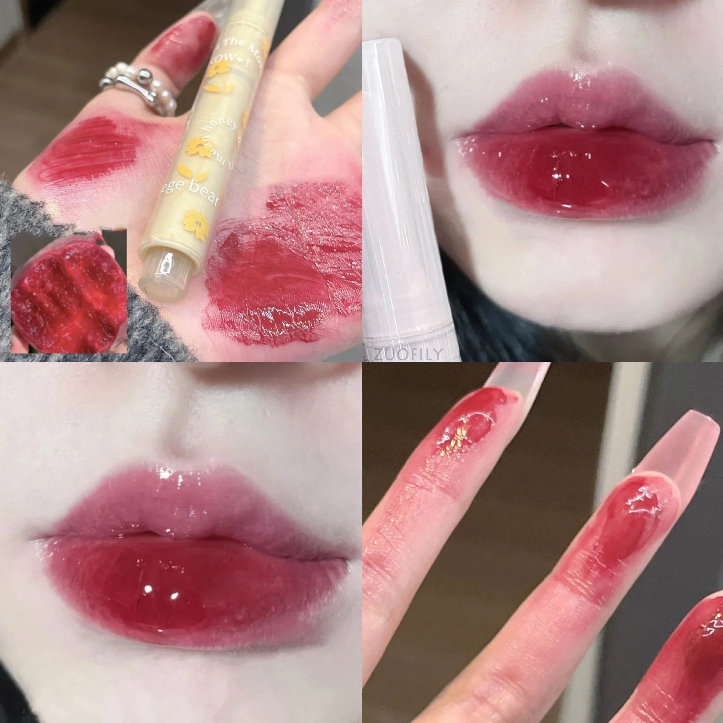 Jelly Mirror Lipstick Lip Gloss Non-stick Cup Mirror Lip Tint Heart-shaped Lipstick Moisturizing Lipgloss Long-lasting Lipstick - Etawia Products