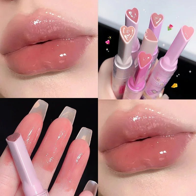 Jelly Mirror Lipstick Lip Gloss Non-stick Cup Mirror Lip Tint Heart-shaped Lipstick Moisturizing Lipgloss Long-lasting Lipstick - Etawia Products