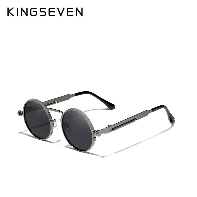 KINGSEVEN Gothic Steampunk Polarized Sunglasses - High Quality Vintage Round Metal Frame - Designer Sun Glasses for Men and Women - Etawia Products