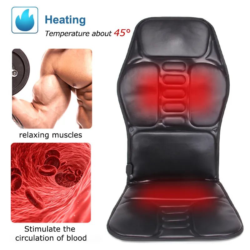 KLASVSA Electric Back Massager Massage Chair Cushion Heating Vibrator Car Home Office Lumbar Neck Mattress Pain Relief - Etawia Products