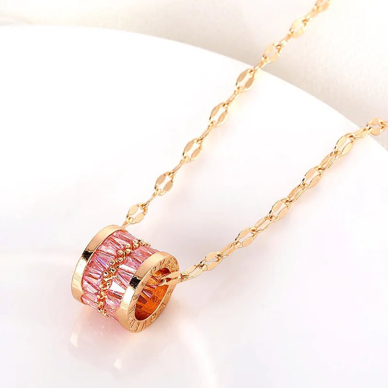 Korean Fashion Sweet Lucky Crystal Pendant Necklace For Women Cute Sexy Ladies Wedding Jewelry Female Stainless Steel Neck Chain - Etawia Products