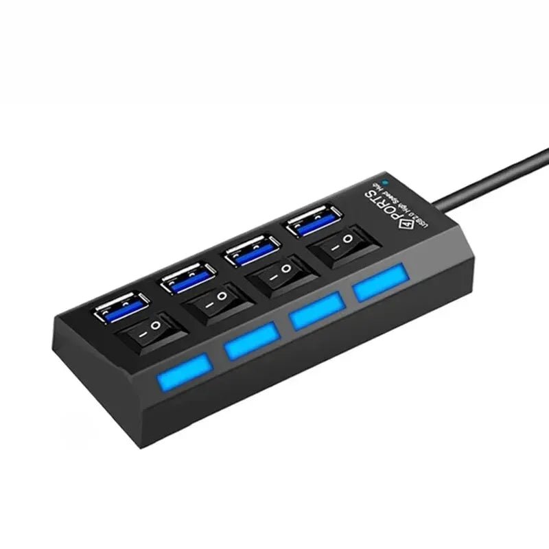 USB 2.0 Hub with Multi Ports, Power Adapter, and Switch for PC and Laptop - Etawia Products