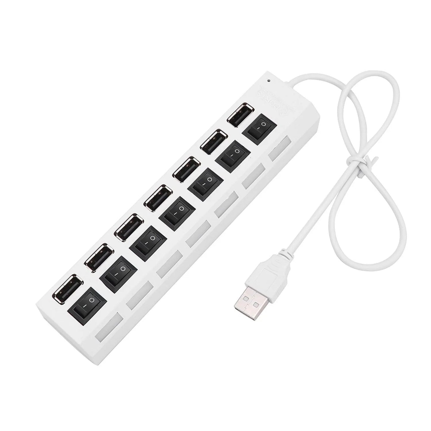 USB 2.0 Hub with Multi Ports, Power Adapter, and Switch for PC and Laptop - Etawia Products