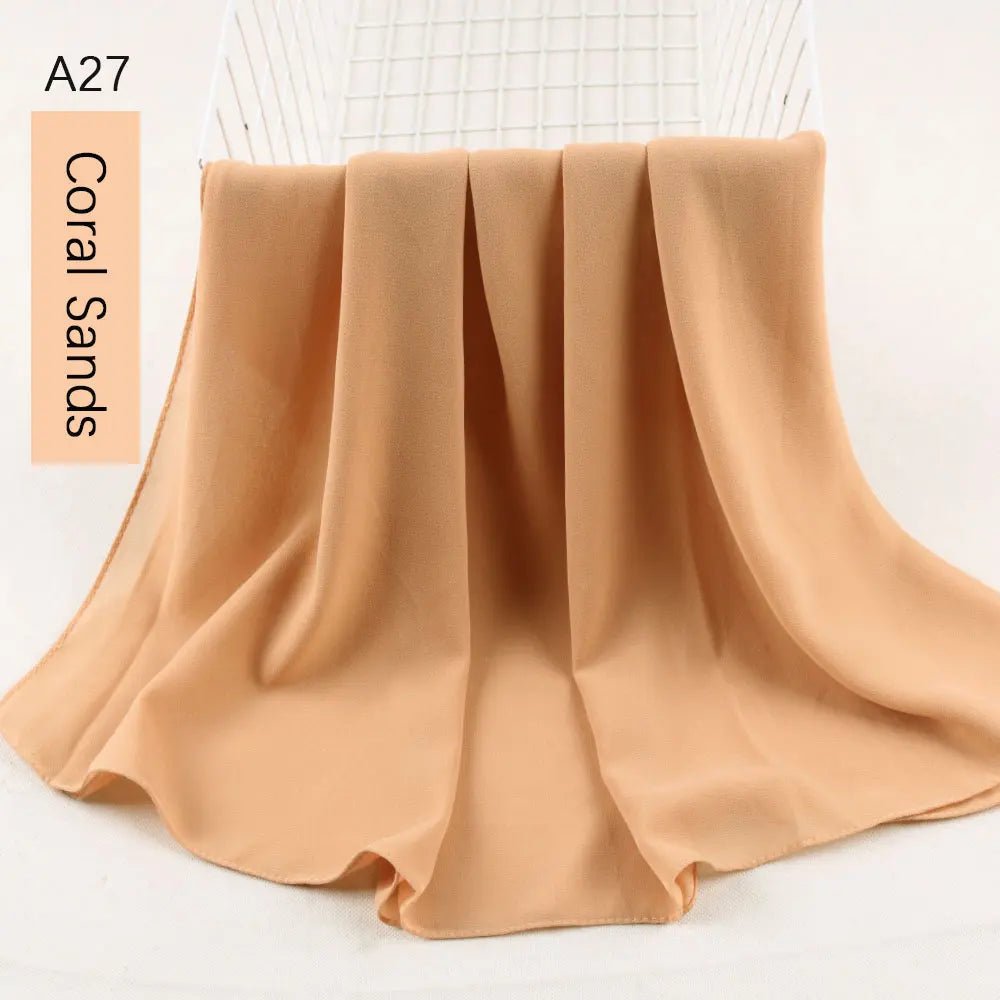 women plain bubble chiffon scarf hijab wrap printe solid color shawls headband women hijabs scarves scarf 56 colors - Etawia Products