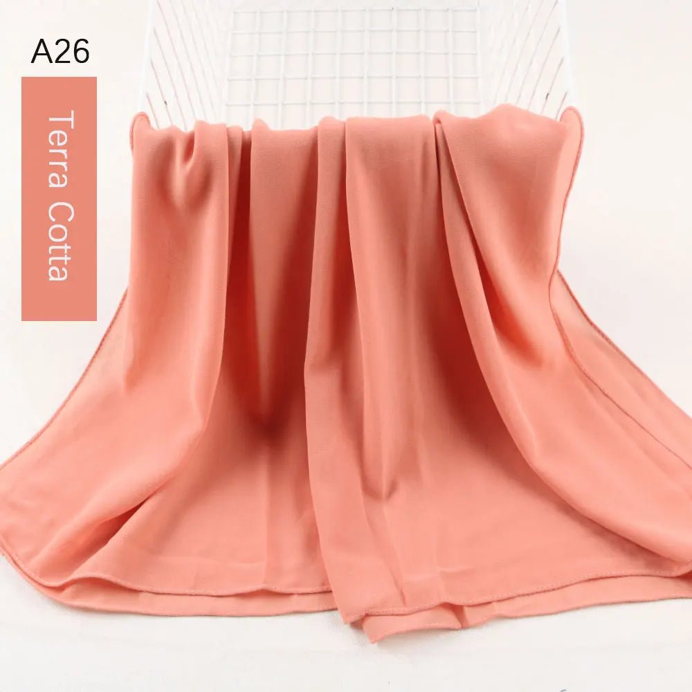 women plain bubble chiffon scarf hijab wrap printe solid color shawls headband women hijabs scarves scarf 56 colors - Etawia Products